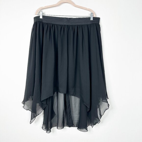 2/$30 Deb Chiffon High Low Skirt Lined Black XXL #A0258 TRB2 - Picture 3 of 7